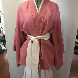 Kimono NWOT Pink and White with belt Freesize